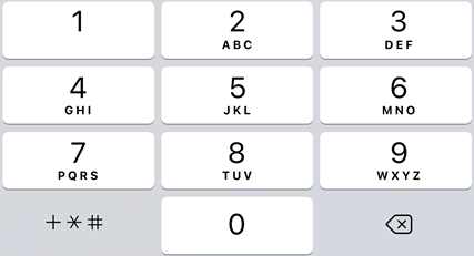 iPhoneのキーボードで、0〜9までの数字と+*#が表示されています。