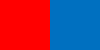 左に50px×50pxで赤色の正方形が表示され、右に50px×50pxで青色の正方形が表示されています。